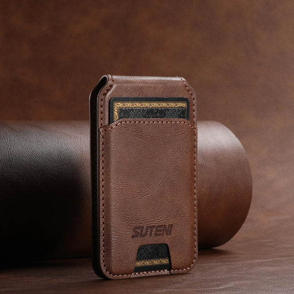 SUTENI Luxury Faux Leather Mobile Phone Wallet Magnet Flip Pocket Card Storage Bag Wallet