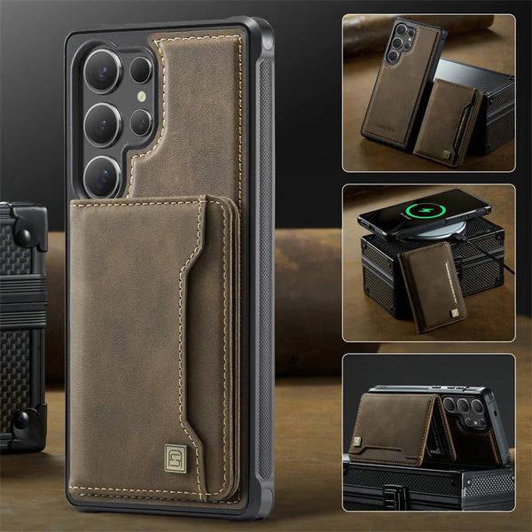 Magnetic Magsafe Flip Leather Case for Samsung Galaxy S26 Ultra S25 Edge S24 Plus A16 A26 A36 A56 2 in 1 Wallet Card Cover Coque