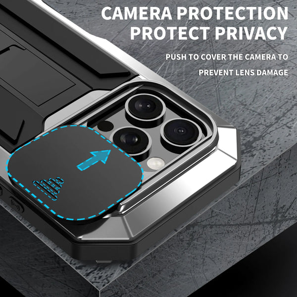 Rugged Metal Phone Case For iPhone Air 17 16e 16 Pro Max Heavy Military Shockproof Shell Slide Camera Cover Screen Protect