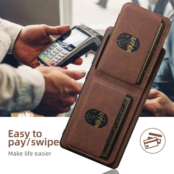 SUTENI Luxury Faux Leather Card Holder Stand Phone Case Frosted Feel For Samsung Galaxy S26 Ultra S25 Plus S24 S23 S22 Note20
