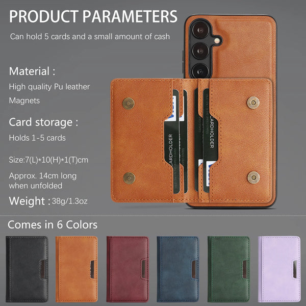 2 in 1 Leather Case For Samsung Galaxy A14 A15 A16 A17 A26 A34 A35 A36 A52 A53 A54 A55 4G 5G Magnetic Card Slots Phone Cover