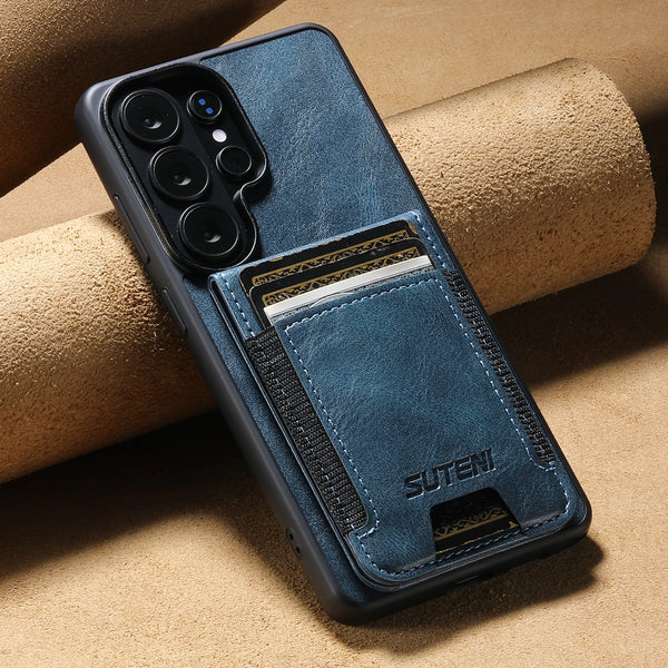 SUTENI Card Holder Phone Case Luxury Faux Leather Stand For Samsung Galaxy S26 Ultra S25 Plus S24 S23