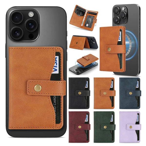 Cards Holder For iphone 16 15 14 13 12 11 Samsung Oppo Xiaomi Google Phone Strong Magnetic Wallet Card Slots for All Smartphones