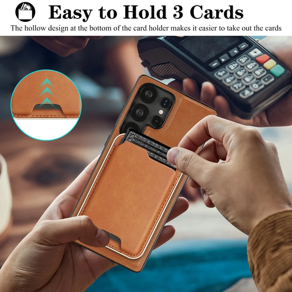 2 in 1 Magnetic Leather Case for Samsung S25 Ultra Edge S24 Plug 23 S25Ultra S25U S24U S23U 5G Thin Cards Slots Bag Phone Cover