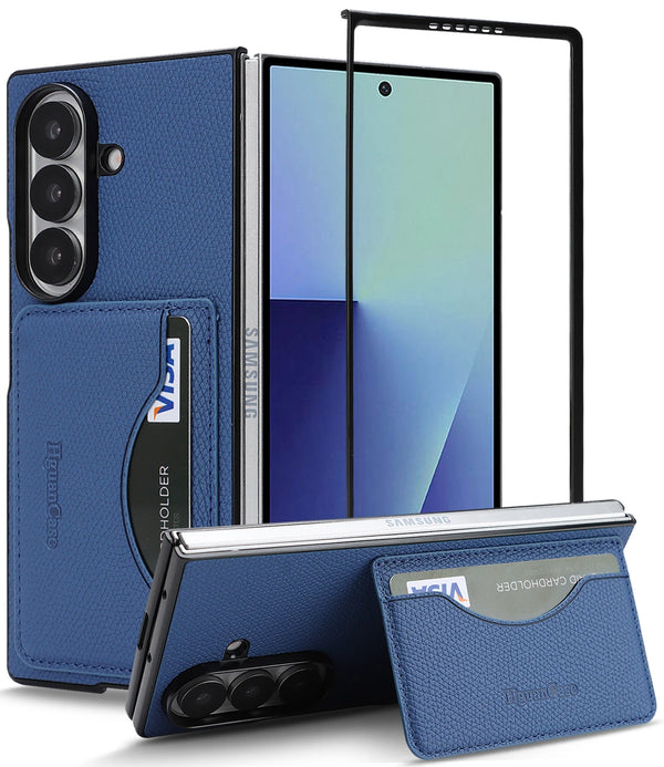 Leather Wallet Case for Samsung Galaxy Z Fold 7 6 5 4 3 Fold7 Fold6 Fold5 Fold4 Fold3 Card Slots Holder Kickstand Phone Cover