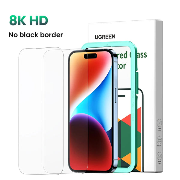 UGREEN for iPhone 16 15 14 13 12 Pro Max Screen Protector for iPhone 16 Plus Tempered Glass for iPhone 15 XR Glass 9D Films