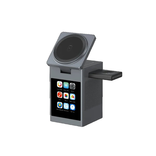 LED Screen Magnetic Wireless Charger Stand Bluetooth Speaker Alarm Clock For iPhone 17 16 15 14 Pro Max Apple Watch Airpods Pro