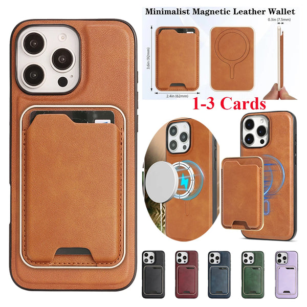 2 in 1 Leather Case For Iphone 17 16 ProMax 15 Plus 14 Pro Max 13 12 16e Magsafe Ultra Thin Magnetic Card Slot Bag Phone Cover