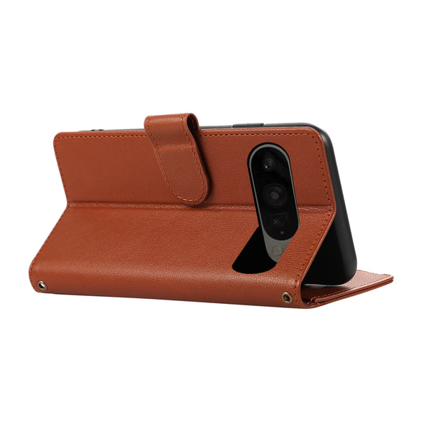 Crossbody Leather Wallet Case  for Google Pixel 10 9 Pro XL 8 7 9A 8A 7A Card Slots Holder Kickstand Lanyard Zipper Phone Case