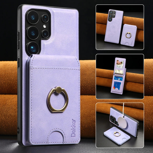 2 in 1 Case For Samsung Galaxy S25 Ultra S24 Plus S23 A14 A15 A16 A34 A35 A36 A52 A53 A54 A55 4G 5G Card Slots Ring Phone Cover