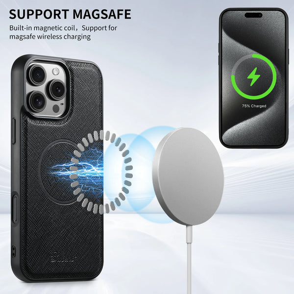 SUTENI Wireless Charging Phone Case Luxury PU Leather Magnet For iPhone 17 Pro Max 16 Plus 15 14 13 12