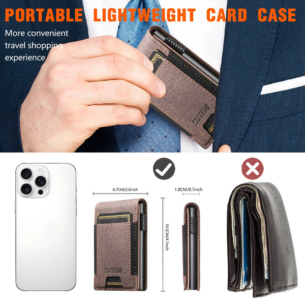 SUTENI Faux Leather For Men Wallet Card Slot Wallet Flip Cover Card Box Pressing The Button Automatically Ejects The Card