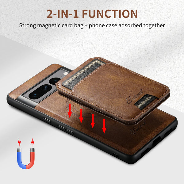 SUTENI Wireless Charging Faux Leather Magnet Card Holder Stand Picture frame Phone Case For Google Pixel 9 XL 8 Pro 7A 6