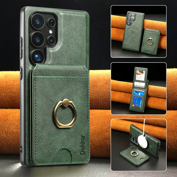 2 in 1 Case For Samsung Galaxy S25 Ultra S24 Plus S23 A14 A15 A16 A34 A35 A36 A52 A53 A54 A55 4G 5G Card Slots Ring Phone Cover