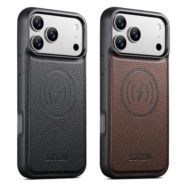 SUTENI Frosted Feel Faux Leather Magnet Wireless Charging Phone Case For iPhone 17 Pro Max 16 15 14 13