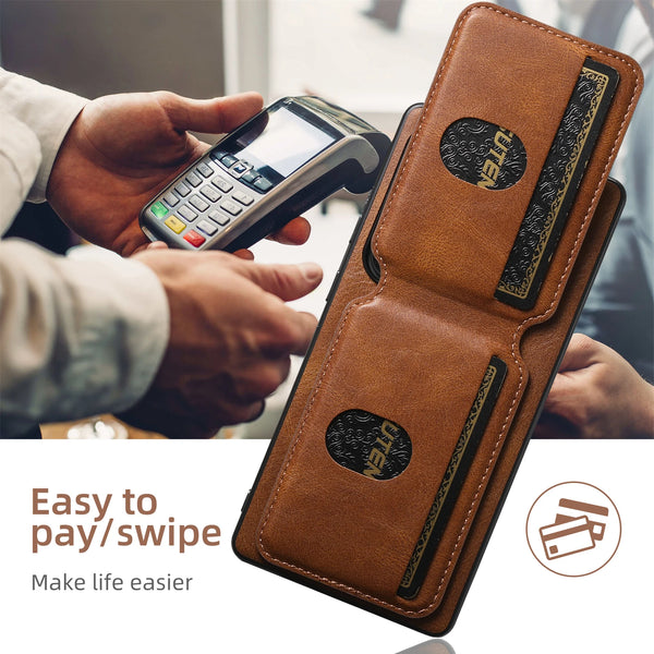 SUTENI Luxury Faux Leather Oil Wax Smooth Surface Phone Case Card Holder Stand For Samsung Galaxy S26 Ultra S25 Plus S24 S23 S22
