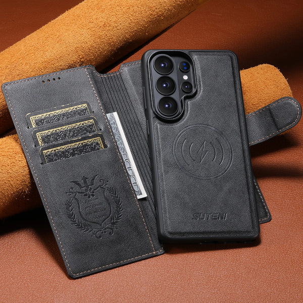 Faux Leather Wireless Charging Card Holder Stand Wallet Magnetic Flip Cover Phone Case For Samsung Galaxy S26 Ultra S25 S24 S23