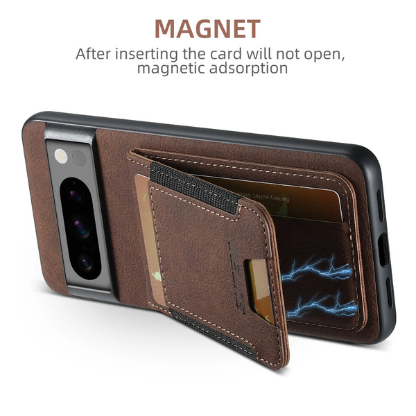 SUTENI Luxury Faux Leather Card Holder Stand Phone Case Frosted Feel For Google Pixel 10 Pro XL 9 8A 7 6