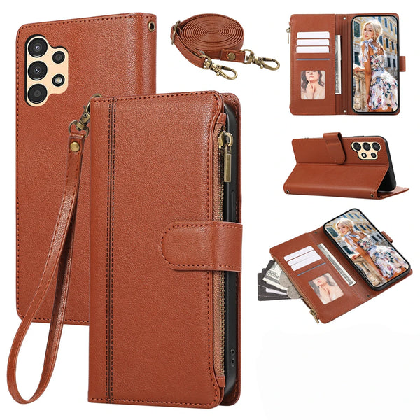 Crossbody Leather Case for Samsung Galaxy A05 A06 A07 A15 A16 A17 A25 A35 A36 A53 A54 A55 A56 A72 A73 4G 5G Wallet Phone Cover
