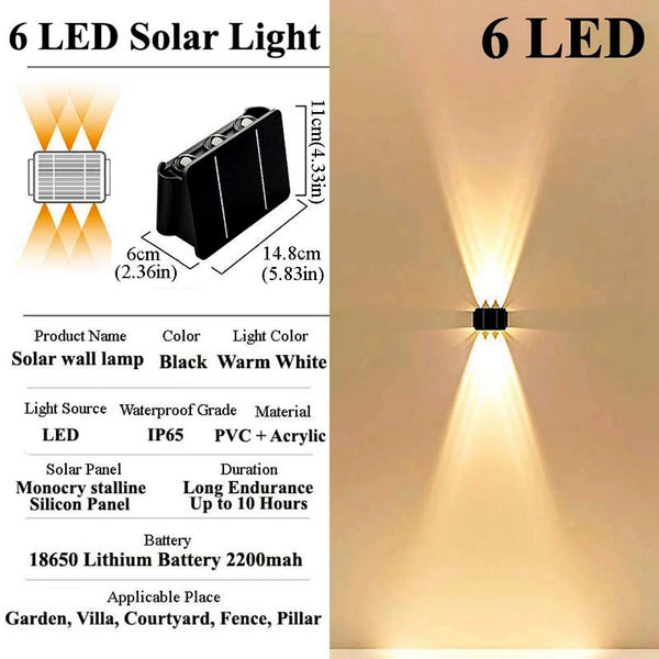 Solar Wall Lights Outdoor Garden Lighting External Solar Powered Led Outdoor Lamp Wall Sconces Yard and Garden Decors Decoration