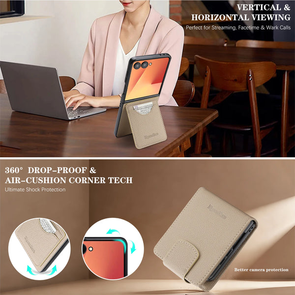 2 in 1 Crossbody Leather Wallet Case for Samsung Galaxy Z Flip 7 Fe 6 5 4 3 Fe Flip7 Flip6 Flip5 Flip4 Card Slots Phone Cover
