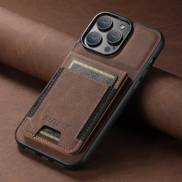 SUTENI Phone holster with card Wallet phone case PU leather For iPhone 17 Pro Max 16 15 Plus 13 12 11 XR Black/blue/brown