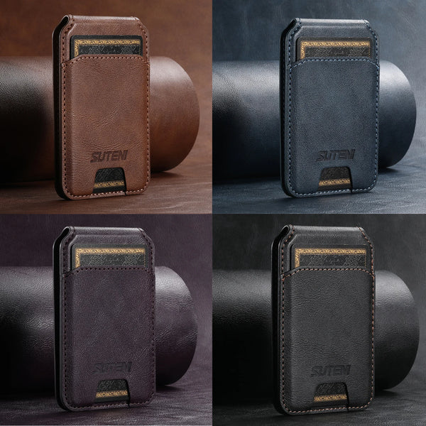 SUTENI Luxury Faux Leather Mobile Phone Wallet Magnet Flip Pocket Card Storage Bag Wallet