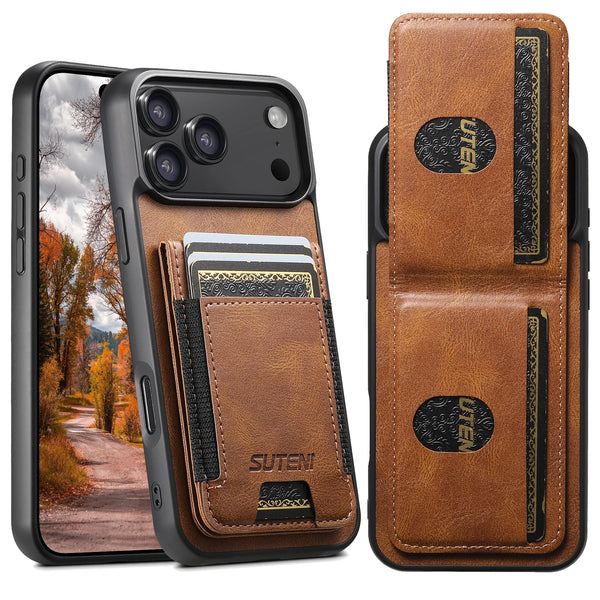 SUTENI Leather Luxury Wallet Kickstand Card Holder Protective Cover For iPhone 17 16 15 14 13 12 11 Pro Plus X Xs XR Max Case