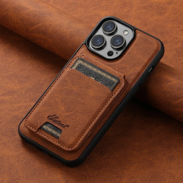 Wallet Phone Case Card Holder Leather Magnetic Pocket Cover For Wireless Charging For iPhone 12 13 14 15 16 Plus 17 ProMax