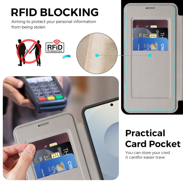 Flip Case for Samsung Galaxy S26 S25 Ultra S24 Plus S23 FE S22 S25U Magnetic Wireless Charging KickStand Card Slots Phone Cover