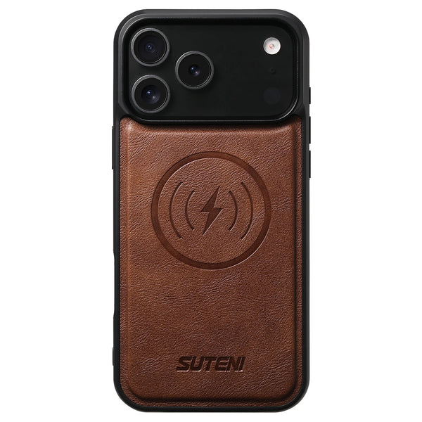 SUTENI Frosted Feel Faux Leather Magnet Wireless Charging Phone Case For iPhone 17 Pro Max 16 Plus 15 14 13 12