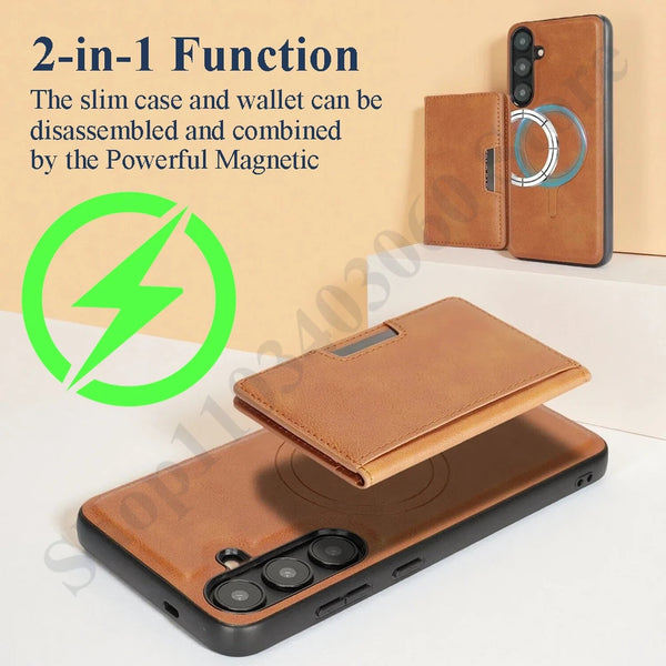 2 in 1 Leather Case for Samsung Galaxy A14 A15 A16 A17 A26 A34 A35 A36 A37 A52 A53 A54 A55 A56 A57 4G 5G Cards slots Phone Cover