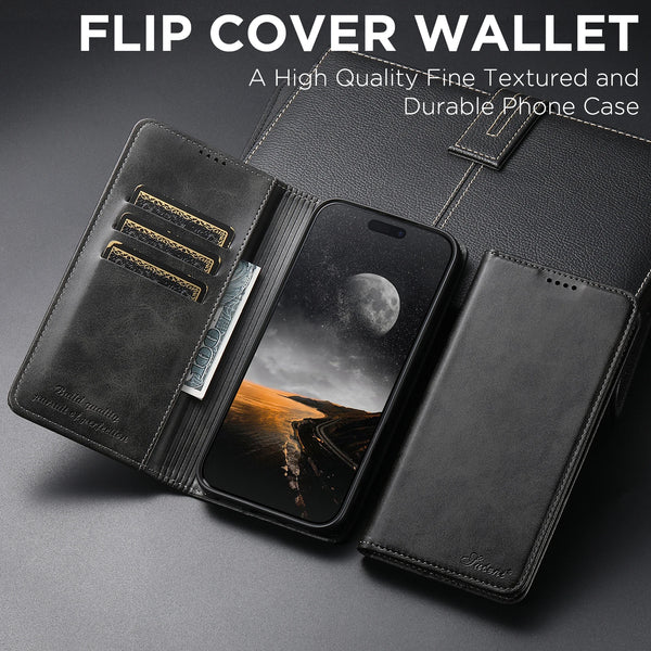SUTENI brand Calfskin Magnetic Flip Leather Case for iPhone 17 Pro Max 13 14 Pro 15 Plus 16E 17 Air Book Folio Slim Wallet Case