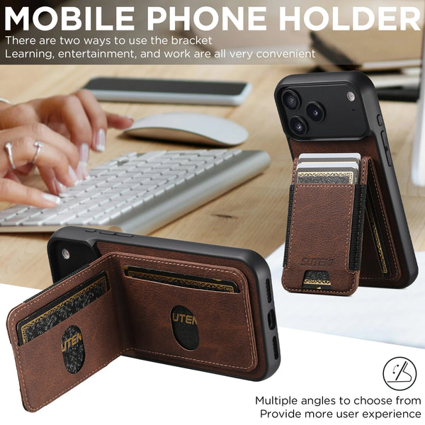 SUTENI brand Wallet Kickstand Leather Card Holder Cover For iPhone 17 16 15 14 13 12 11 Pro Plus X Xs XR Max Phone Case