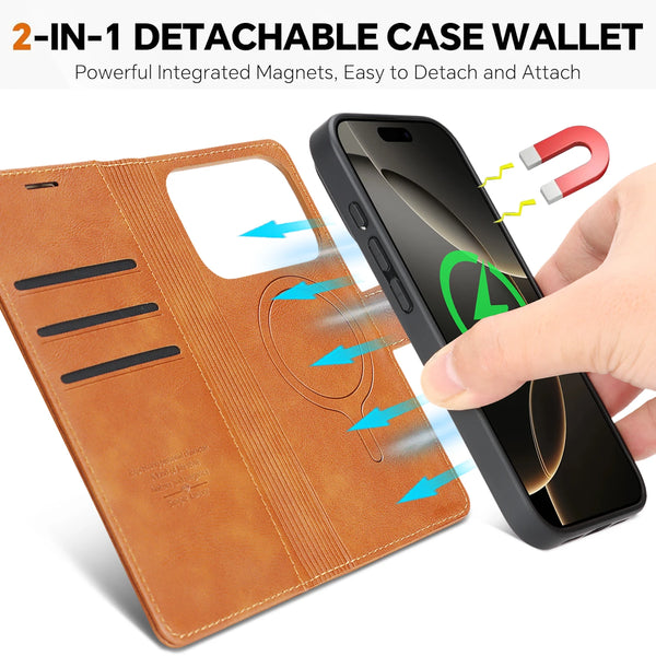 2in1 Leather Wallet magnetic Flip back Case For iPhone 17 Promax Air 16 Pro Max 15 Plus 14 13 12 For Samsung Galaxy S25 S26 Ultra S24 Plus S23 S24 for Google Pixel 9 10 Pro XL 9A10A 9Pro 10Pro XL
