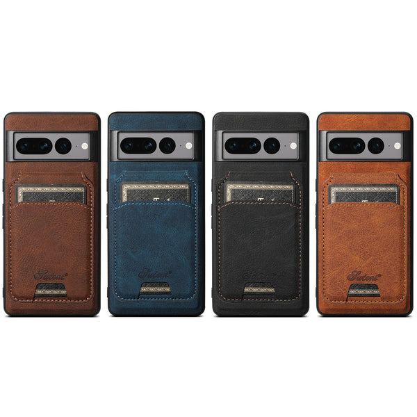 SUTENI Wireless Charging Phone Case Magnet Card Holder Stand Faux Leather For Google Pixel 9XL 8Pro 7A 6