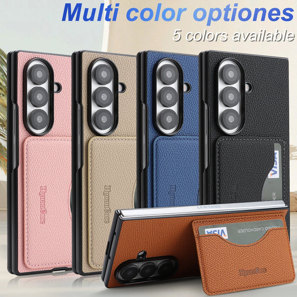 2 in 1 Leather Wallet Case for Samsung Galaxy Z Fold 7 6 5 4 3 Fold7 Fold6 Fold5 Cash Card Slots Phone Cover WIth Hand Strap
