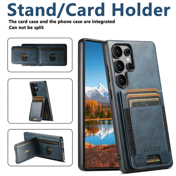 SUTENI Card Holder Phone Case Luxury Faux Leather Stand For Samsung S26 Ultra S25 Plus S24 S23 S22 Note20