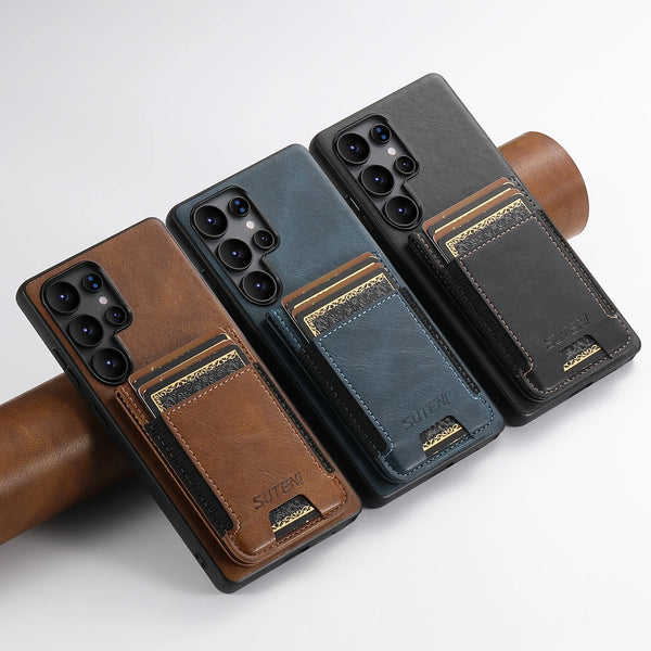 SUTENI Card Holder Phone Case Luxury Faux Leather Stand For Samsung S26 Ultra S25 Plus S24 S23 S22 Note20