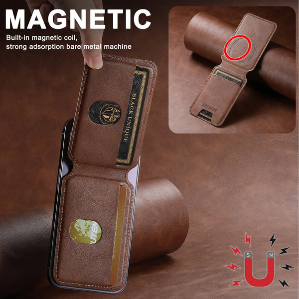 SUTENI Luxury Faux Leather Mobile Phone Wallet Magnet Flip Pocket Card Storage Bag Wallet