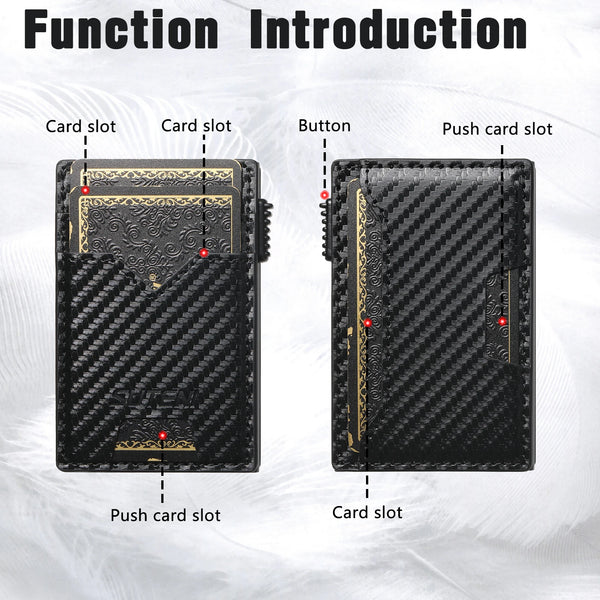 SUTENI Card Slot Wallet  Faux Leather Card Box Pressing The Button Automatically Ejects The Card