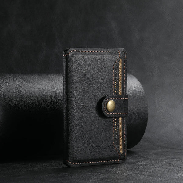 SUTENI Magnetic phone case Card holder Wallet Luxury PU leather black/brown/blue/purple