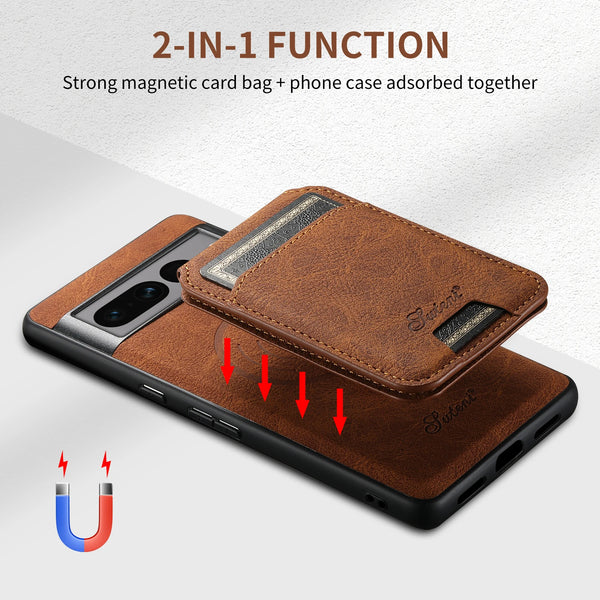 SUTENI Wireless Charging Phone Case Magnet Card Holder Stand Faux Leather For Google Pixel 9XL 8Pro 7A 6