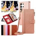 Crossbody Leather Case for Samsung Galaxy S25 Ultra Edge S24 Plus 23 FE S22 S25U S24U S25Fe Card Slots Holder Wallet Phone Cover