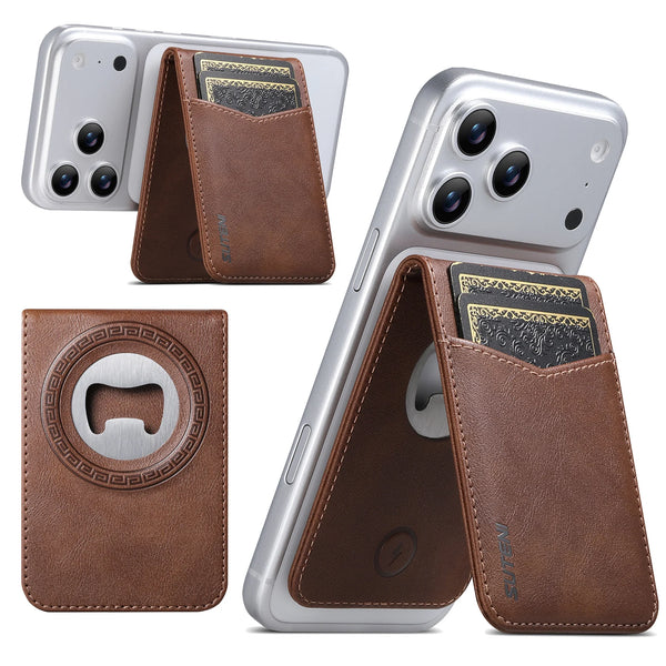 SUTENI Mobile Phone Wallet Stand Magnet Flip Pocket Card Storage Luxury Faux Leather Bottle Opener Bag Wallet Card Holder