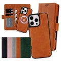 2 in 1 Magnetic Leather Case for IPhone Air 17 Promax 16 Pro Max 15 Plus 14 Pro 13 12 16e Magsafe Wallet Card Holder Phone Cover
