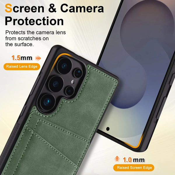 Leather Case For Samsung Galaxy S25 Ultra Edge S24 Plus S23 Fe S22 S21 S20Fe S25U S24U S23U Card SlotS Cards Holder Phone Cover