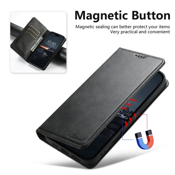 Flip Leather Wallet Case For iPhone 17 Promax Air 16 16e Pro max 15 Plus 14 13 12 Shockproof Card Slots Kickstand Phone Cover