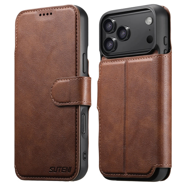 2 In 1 Leather Flip Case For iphone 17 Air Promax 16 Plus 15 Pro Max 14 13 12 Magsafe Card Slots Holder Magnetic Phone Cover