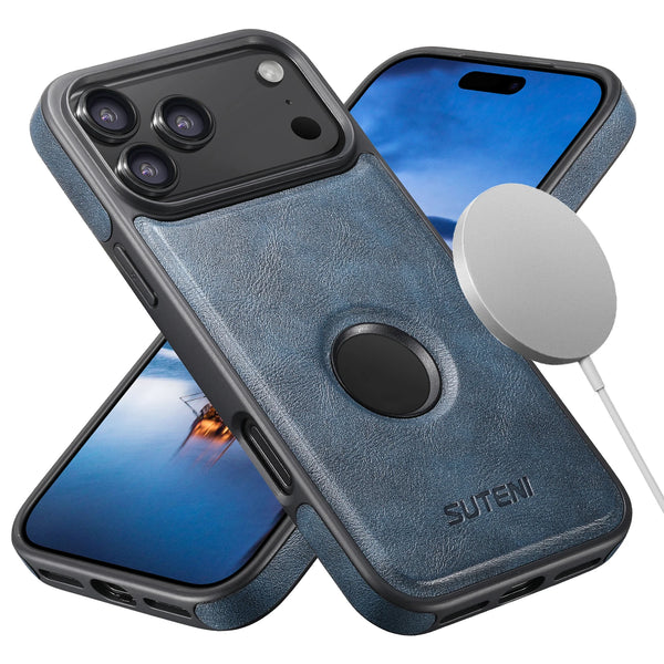 SUTENI Wireless Charging Luxury Faux Leather Magnet Phone Case For iPhone 17 Pro Max 16 Plus 15 14 13 12